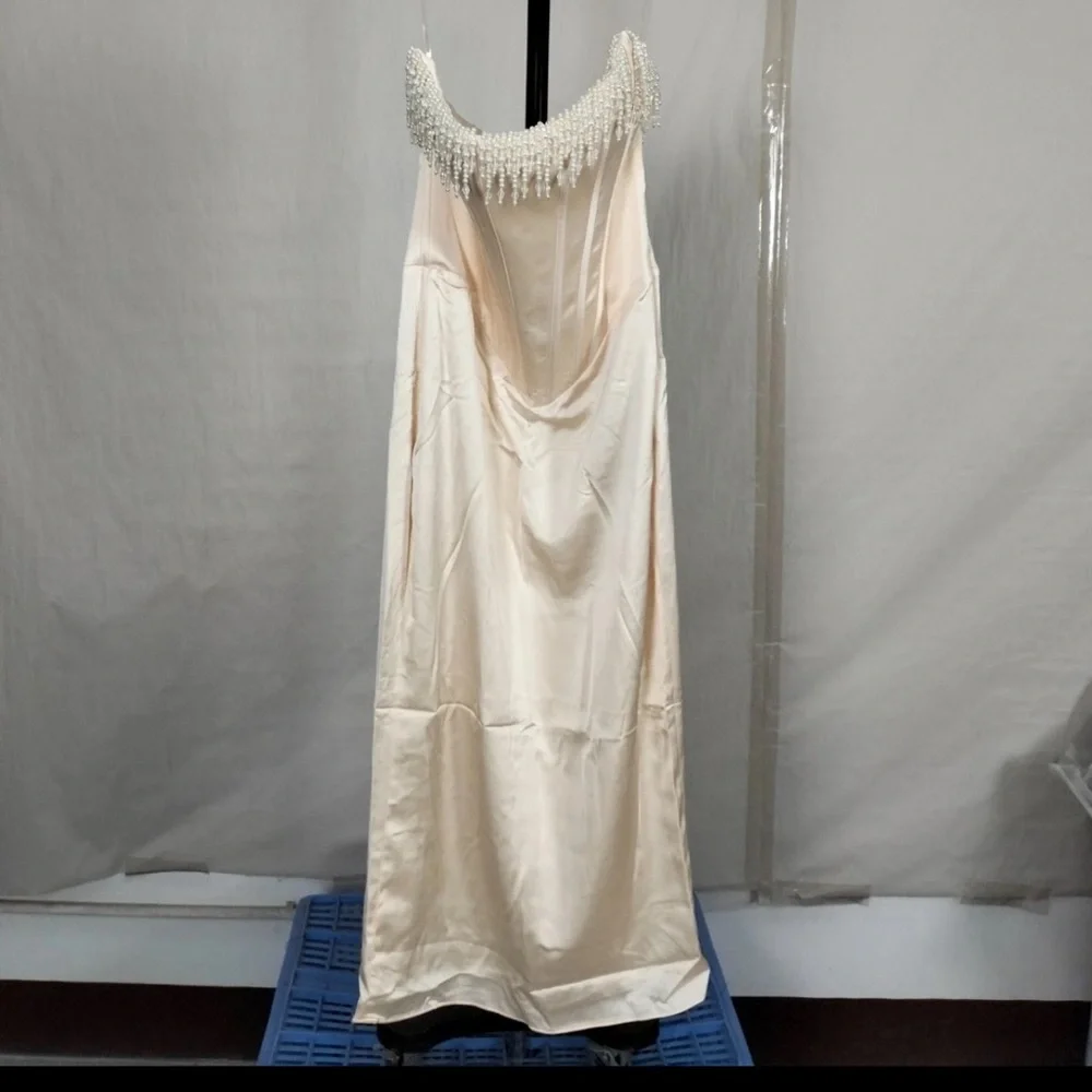 House of CB Nalita Vintage Cream Embellished Strapless Dress/Size M-US 6-8 - Picture 6 of 13